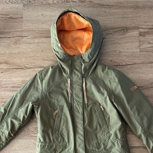 Women’s Roxy Insulated Ski Coat - Olive green with orange accents